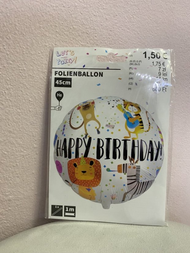 Fóliové balónky - Happy Birthday - Varianta: květiny
