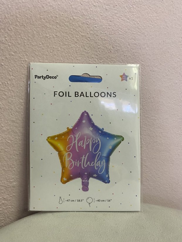 Fóliové balónky - Happy Birthday - Varianta: květiny
