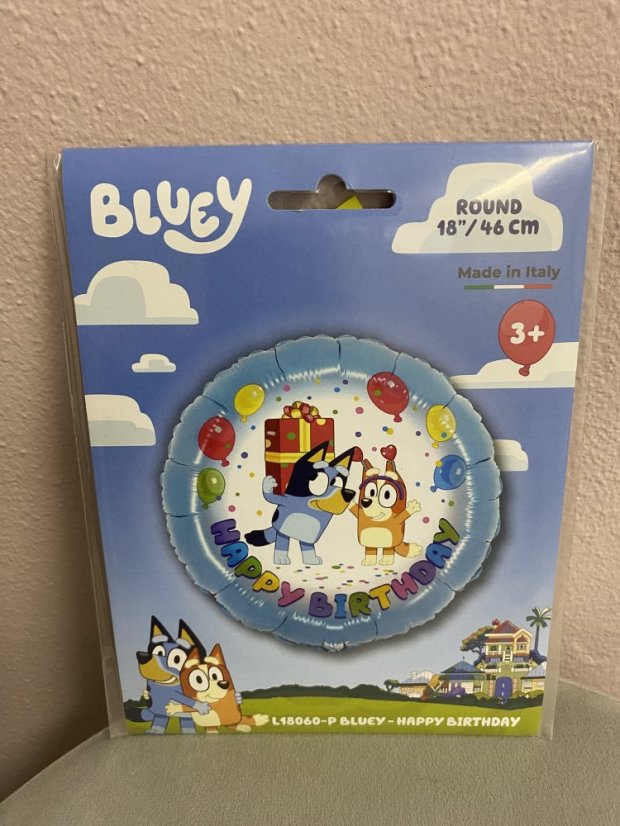 Fóliové balónky - Happy Birthday - Varianta: Bluey